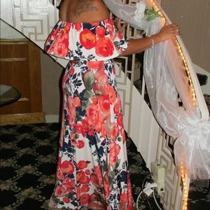 Floral Off the Shoulder Maxi Janette John 3:16